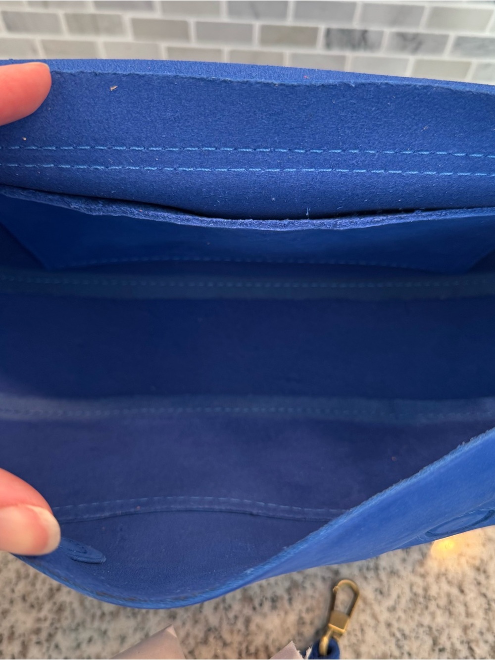 Portland Leather Blue Joy Large Monaco Crossbody - Picture 7 of 8